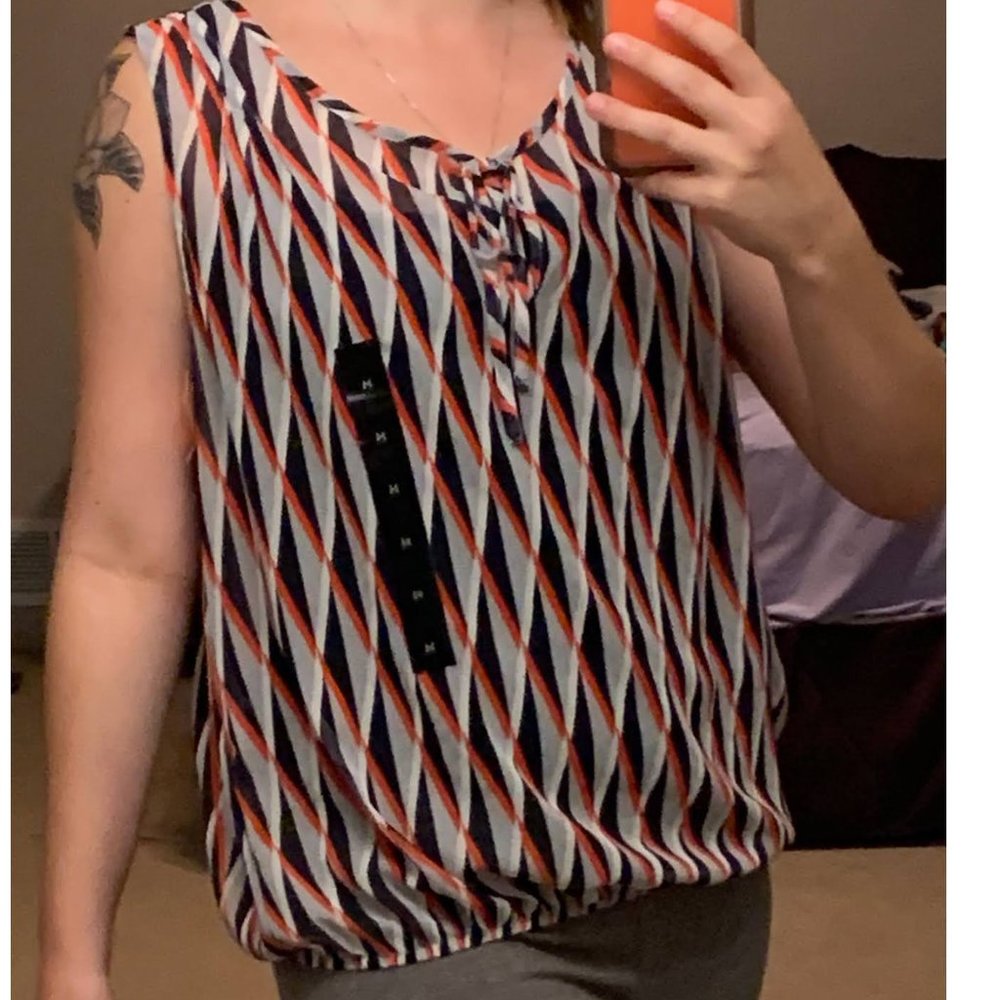 NWT Sheer BANANA REPUBLIC Red, White & Blue Top